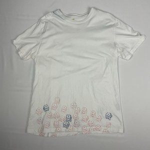 GINKGO ORGANIC COTTON White Tshirt w Embroidered Stool Chair Design Size XL